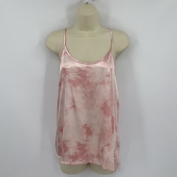 Cozy Rozy silky two piece set lounge pajama pink tie dye cami shorts new XL - Picture 2 of 5